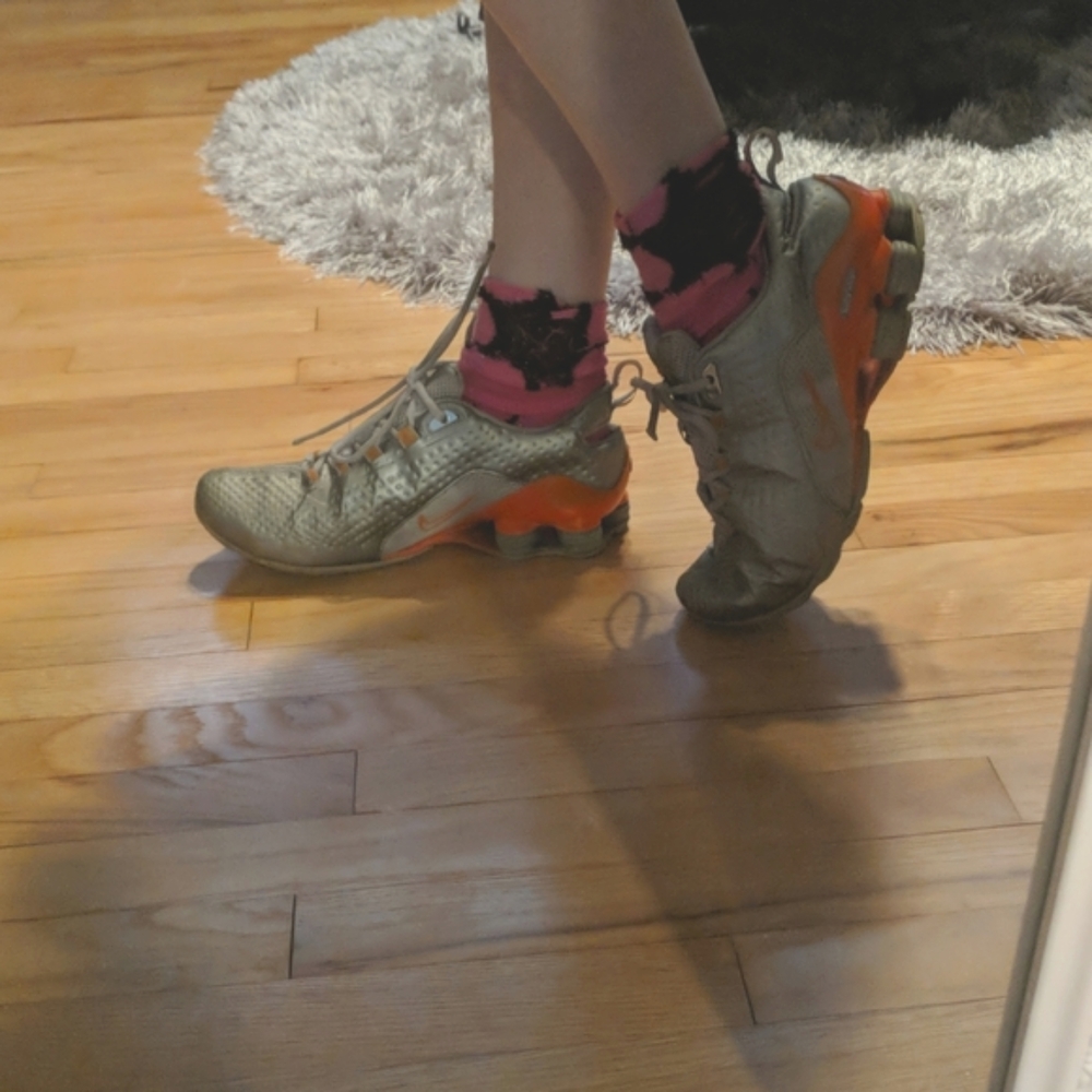 Vintage Silver & Orange Nike Shock Training Shoes